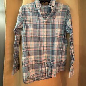 Vineyard Vines Button Down Shirt Women’s Large Plaid Long Sleeve Classic Logo
